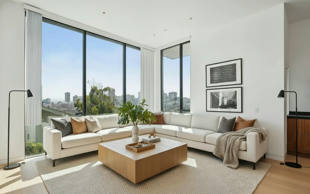 Empty room before virtual staging