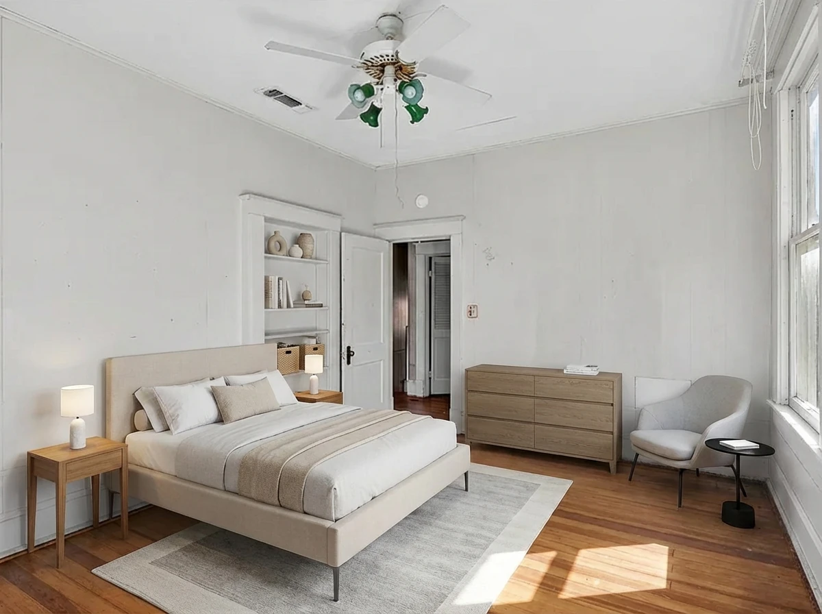 Same room after AI virtual staging