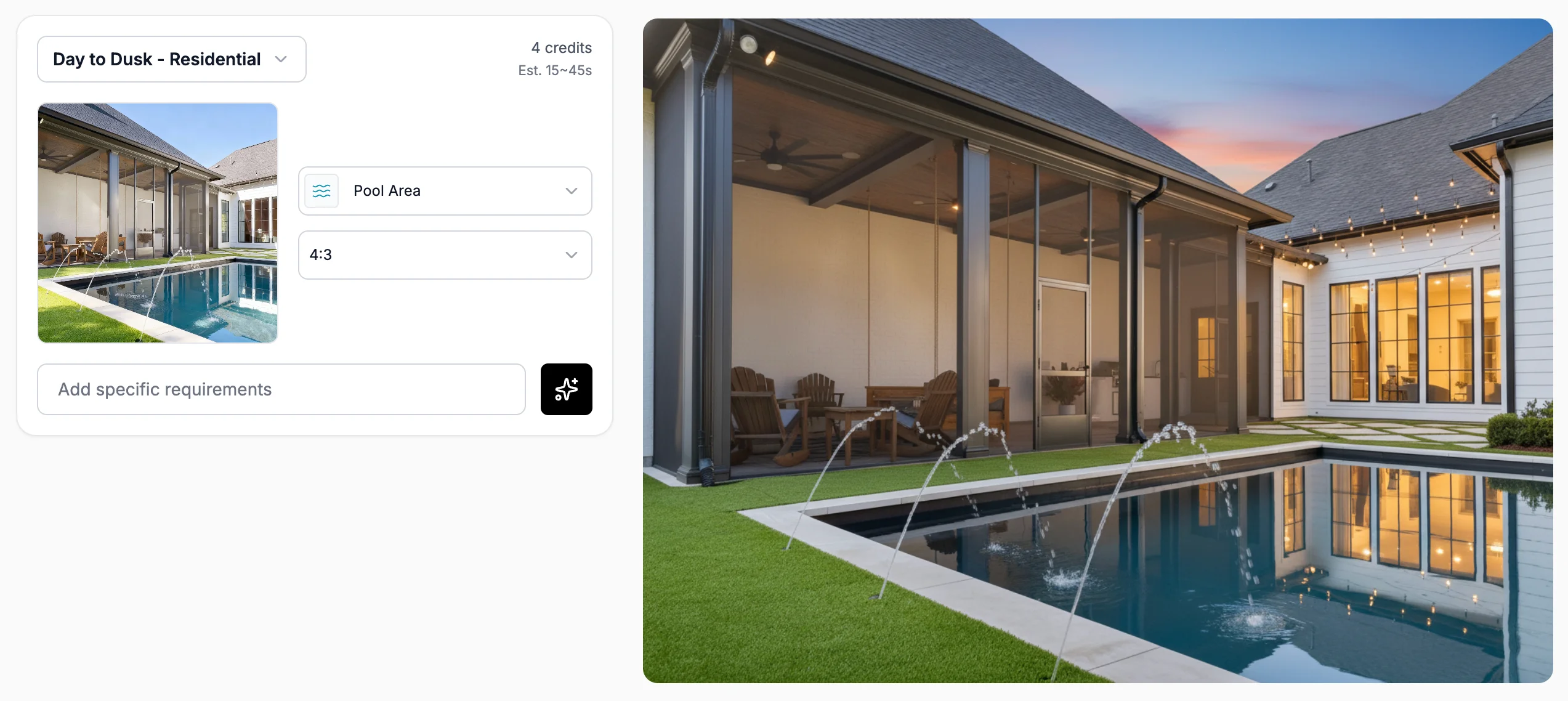 Stager GO's template-based AI virtual staging workspace